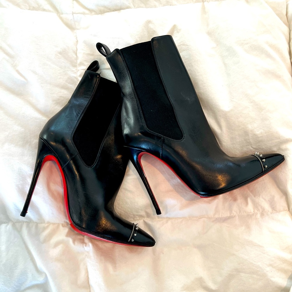 Christian Louboutin spiked toe stiletto boot